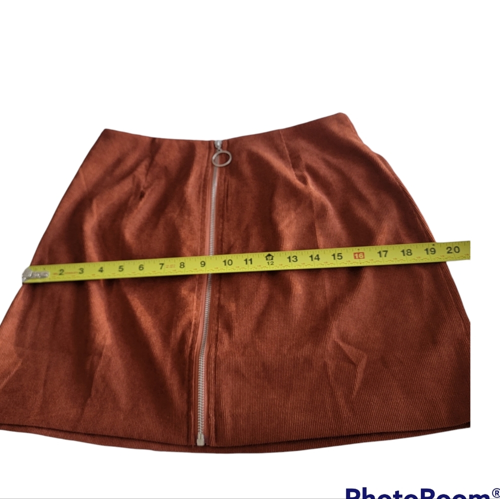 SHEIN CORDUROY WOMEN'S ZIPPER FRONT MINI SKIRT RUST BROWN SIZE MEDIUM - Picture 8 of 11